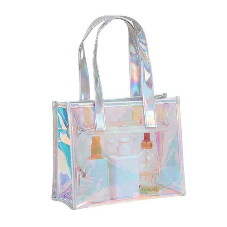 Dazzling PVC Tote Bag With Zipper